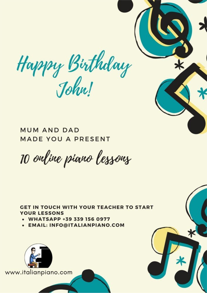 You received a gift, online piano lessons